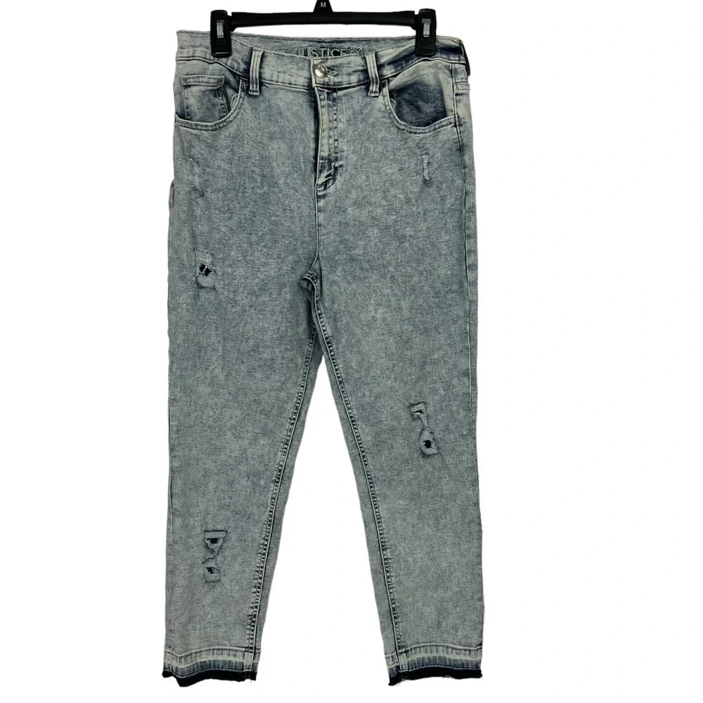 Justice Girl’s Jeans & Cat & Jack Belts Sz 16 Plus Raw Hems Pockets Stretch
